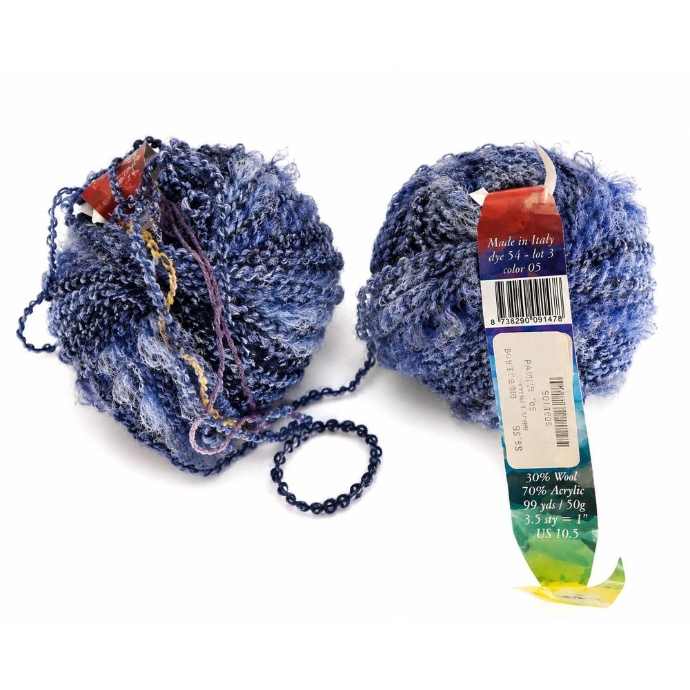 2 Skeins PAINT 05 Italian Yarn Blue Variegated 30% Wool 70% Acrylic Dye Lot 54